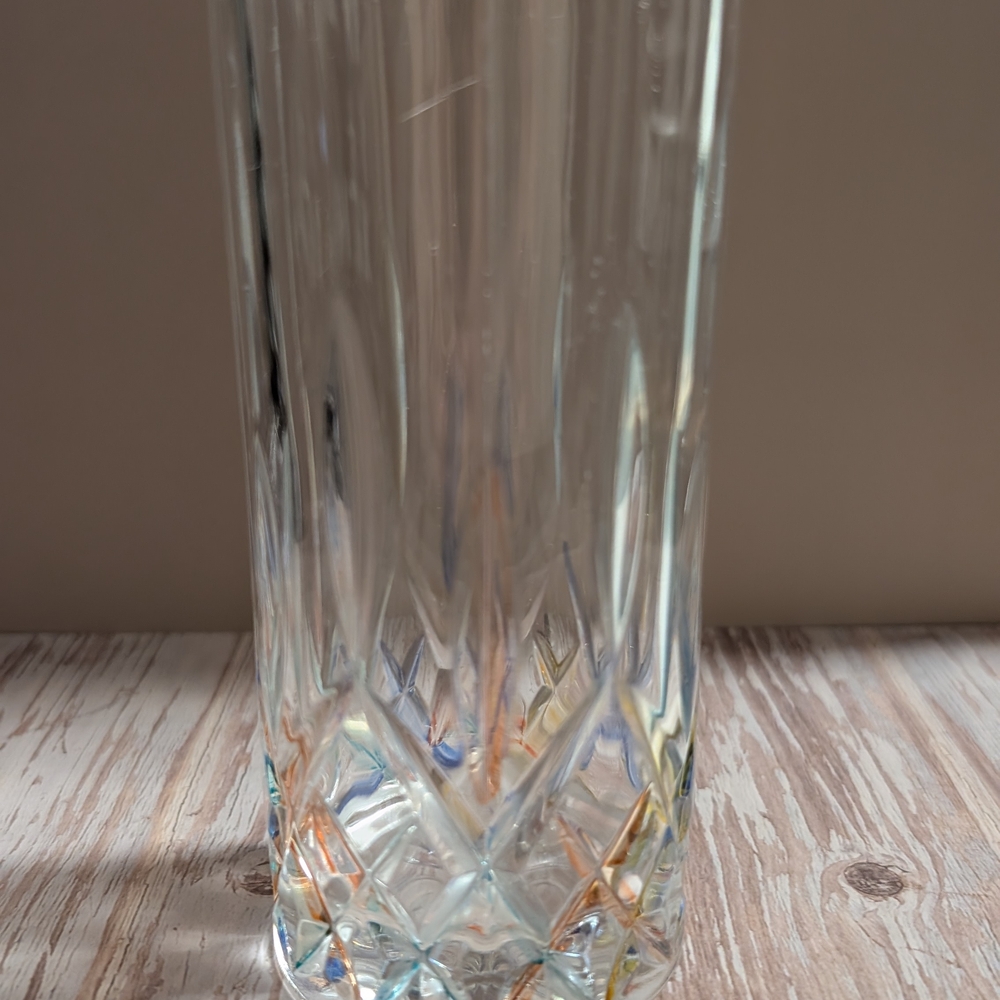CC Zecchin Crystal Criss Cross Rainbow Tumbler Made In Italy